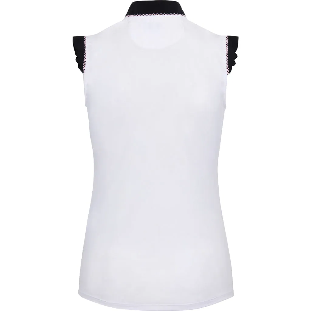 New Women's Greg Norman Belle Sleeveless Golf Polo - White MSP$75