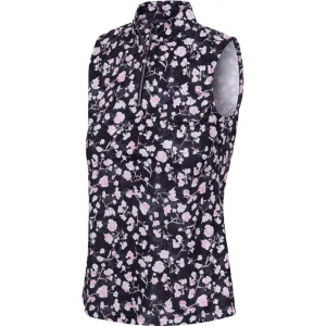 New Women's Greg Norman Blossom Sleeveless Golf Polo - Black MSP$75