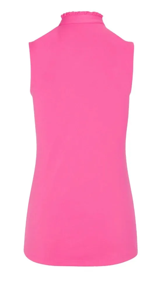 New Women's Greg Norman Ruffle Collar Sleeveless Golf Polo - Hawaiian Punch MSP$65