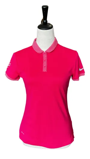 New Women's Nike Golf Pink Textured Polo w/  White Accents Size XS MSP$55