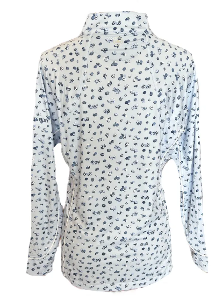 New Women's Peter Millar Light Blue & Navy Print UV Top Size M MSP$115