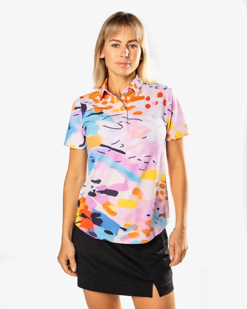 New Women's Sunday Swagger Monet Short Sleeve Golf Polo
