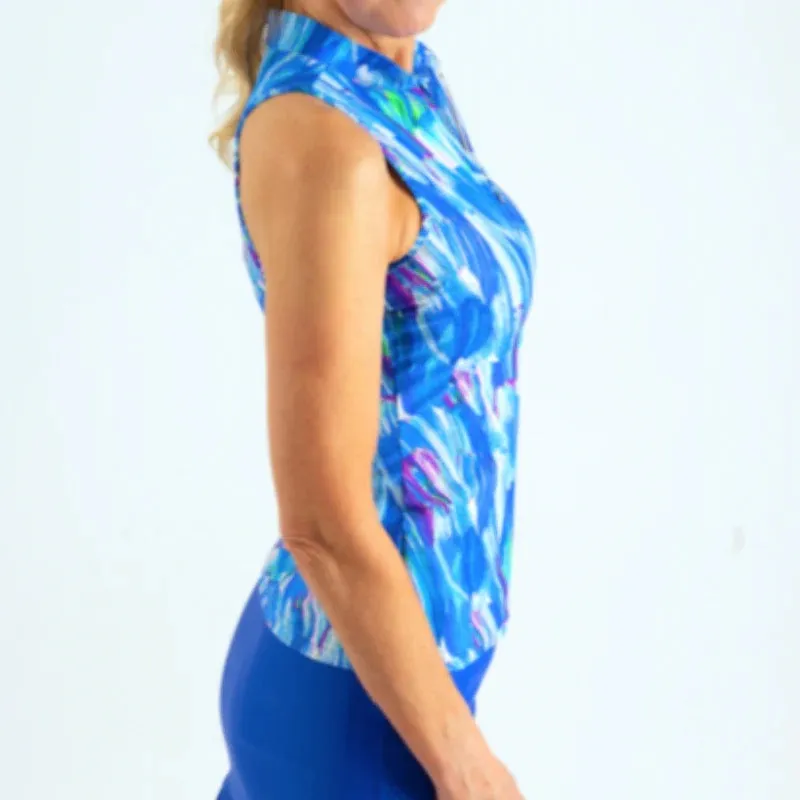 New Women's Tzu Tzu Bella Brushstrokes Sleeveless Golf Top Size XS MSP$89