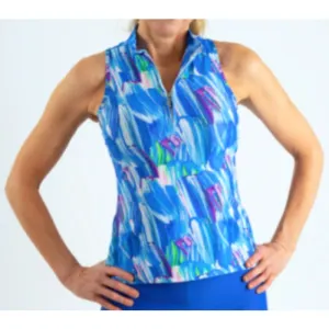 New Women's Tzu Tzu Bella Brushstrokes Sleeveless Golf Top Size XS MSP$89