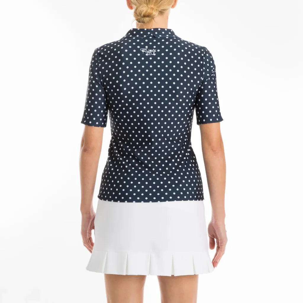 New Women's Tzu Tzu Daisy Navy Dotty Golf Top MSP$99