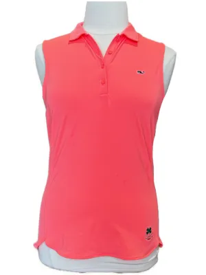 New Women's Vineyard Vines Sleeveless Golf Polo - Papaya Passion Size L