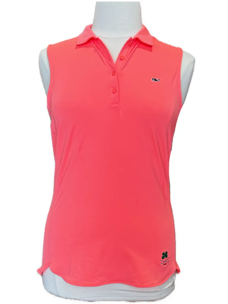 New Women's Vineyard Vines Sleeveless Golf Polo - Papaya Passion Size L