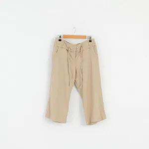 Next Petite Womens 36 8 S Capri Pants Beige Linen Blend Summer Trousers