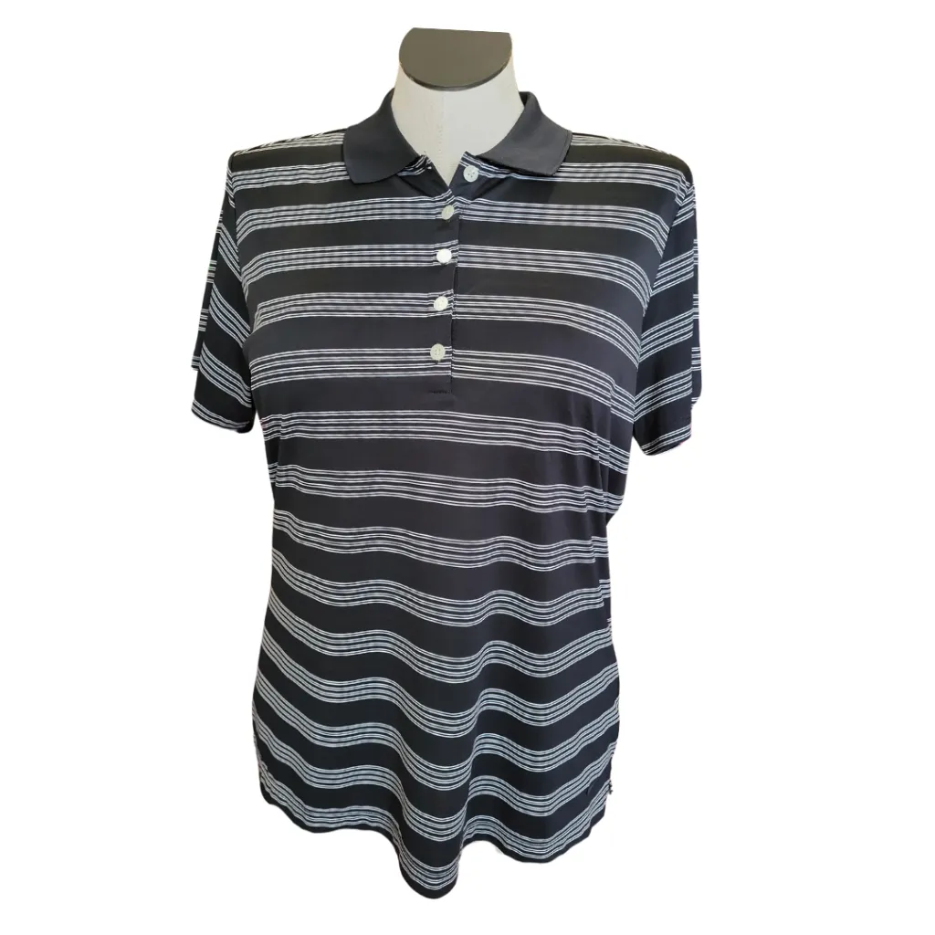 Nike Golf Women's Black w/White Stripes 5 Button Short Sleeve Polo Size XXL MSP$55