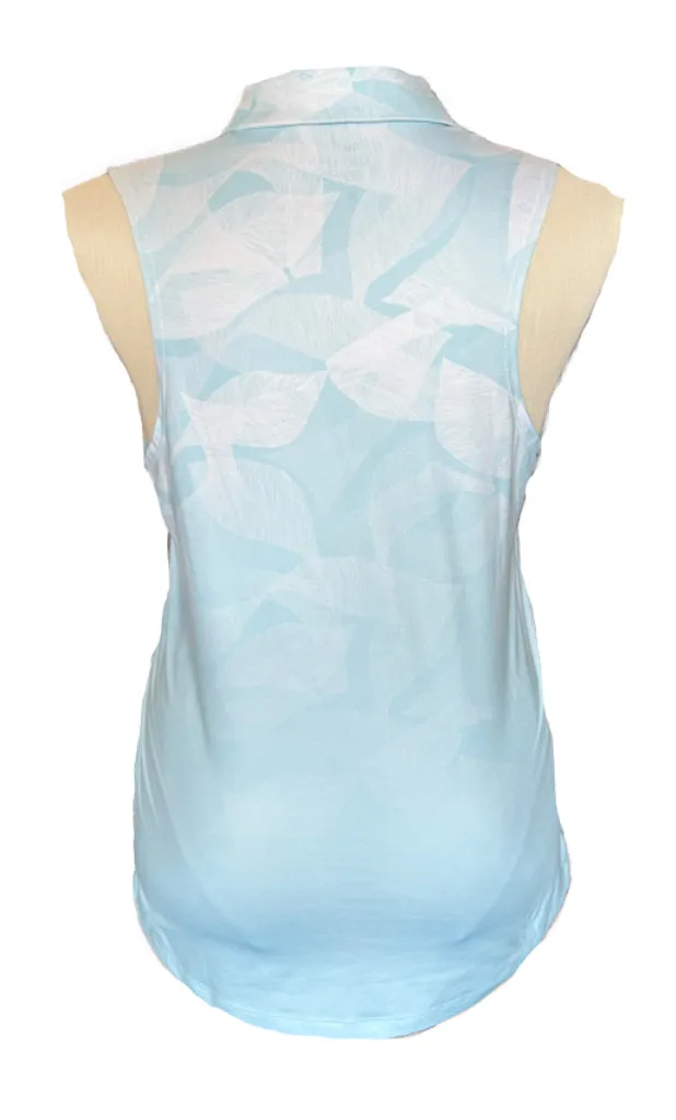 Nike Women's Aqua & White Leaf Print Sleeveless Golf Top Size L MSP$65