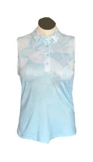 Nike Women's Aqua & White Leaf Print Sleeveless Golf Top Size L MSP$65