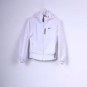 Nike Womens S Jacket Paded White Hooded Full Zipper Sportswear