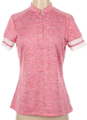 Nivo Sport 3 Button Heather Pink Short Sleeve Golf Top w/White Mesh Accents Size S