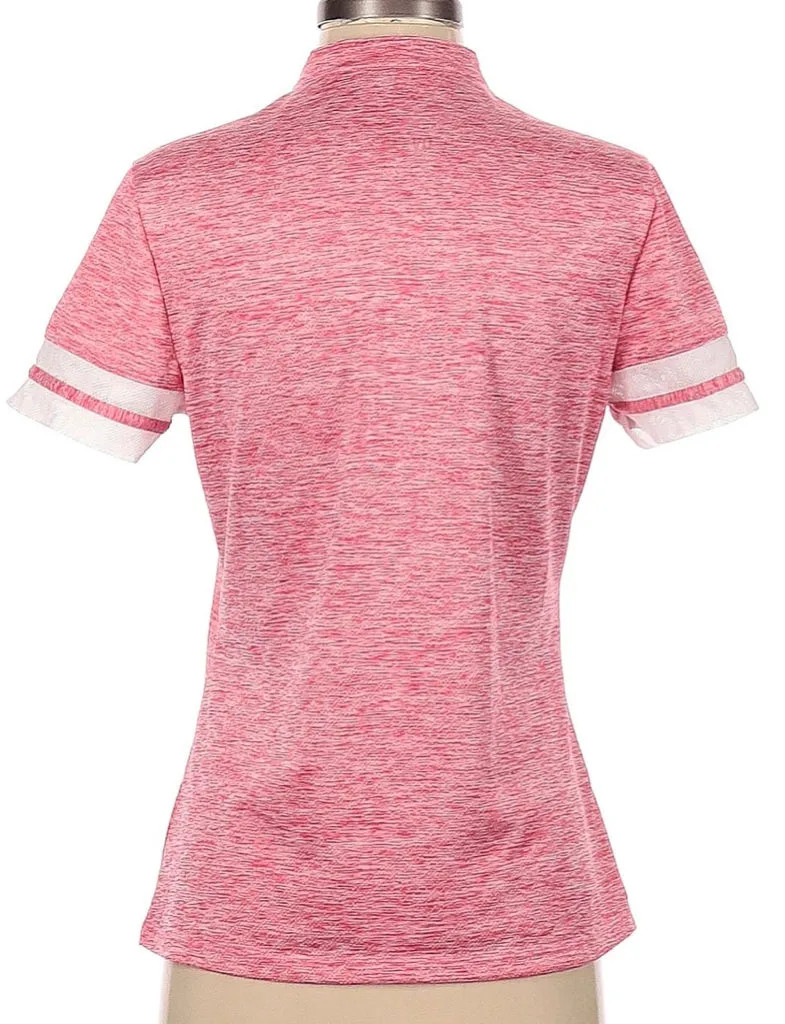 Nivo Sport 3 Button Heather Pink Short Sleeve Golf Top w/White Mesh Accents Size S