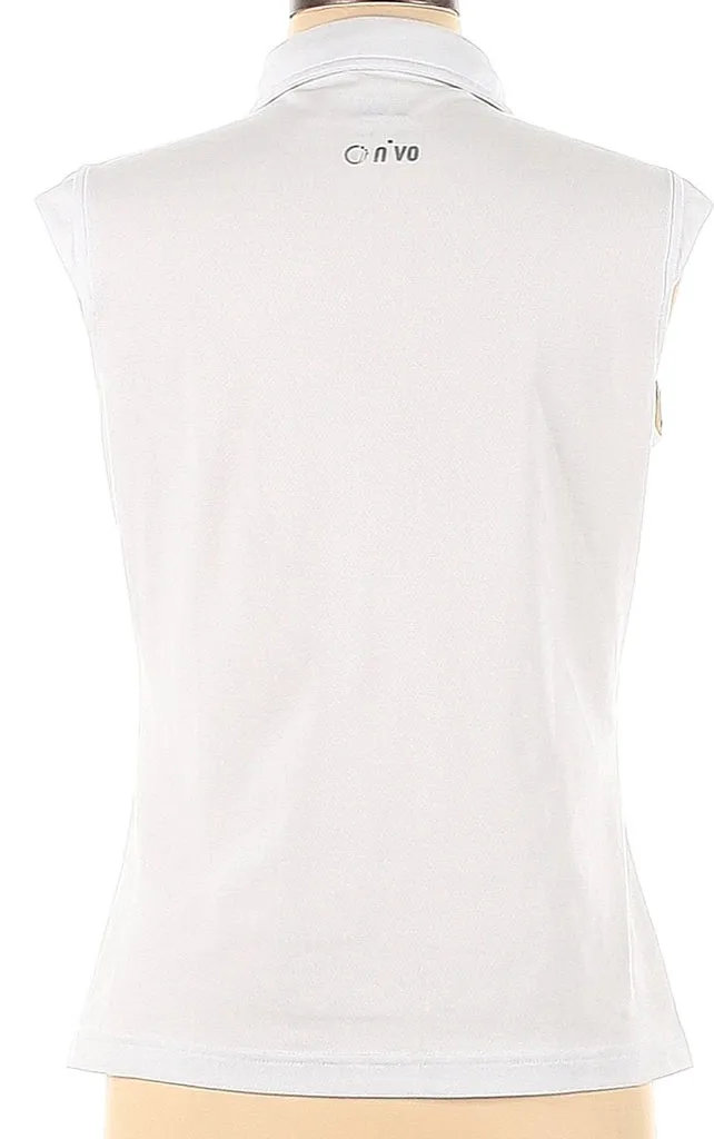 Nivo Sport White Sleeveless Golf Polo with Green & Neon Yellow Accents Size M. MSP$75