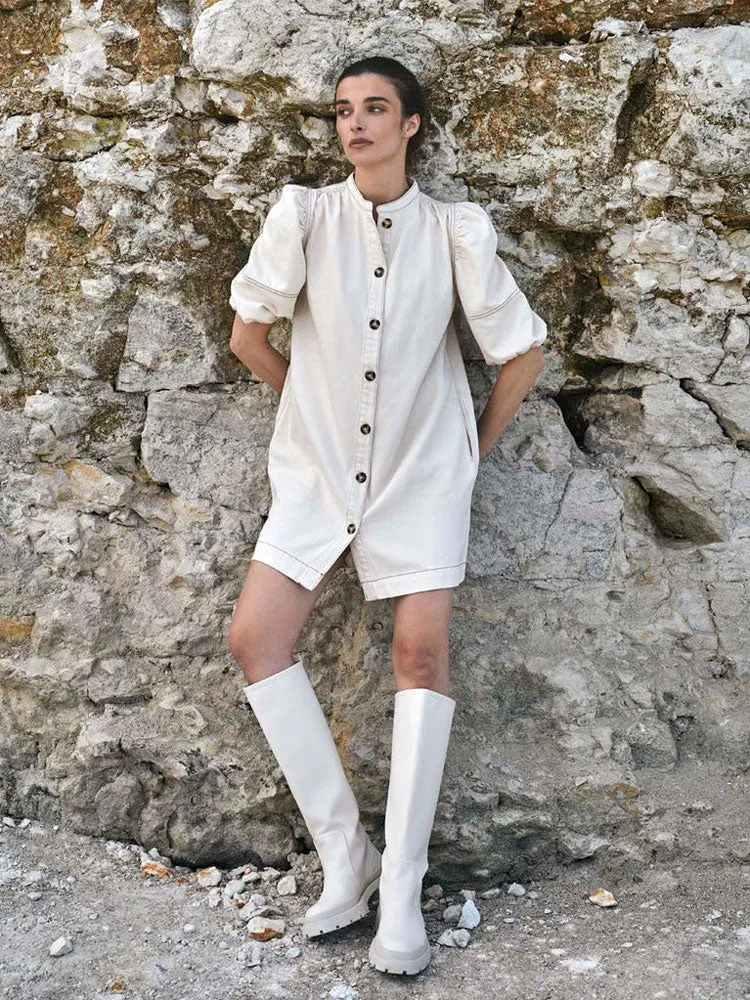 Norr Pascal Denim Dress Ecru