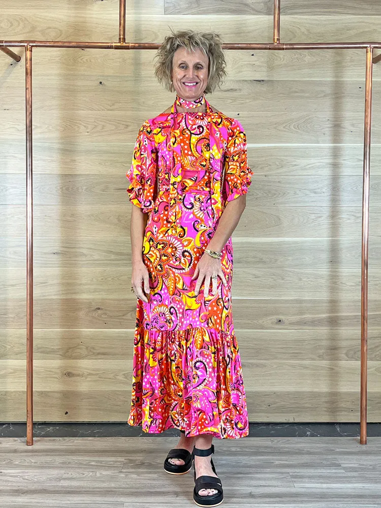 Onjenu Gabriella Dress Sol Paisley Neon