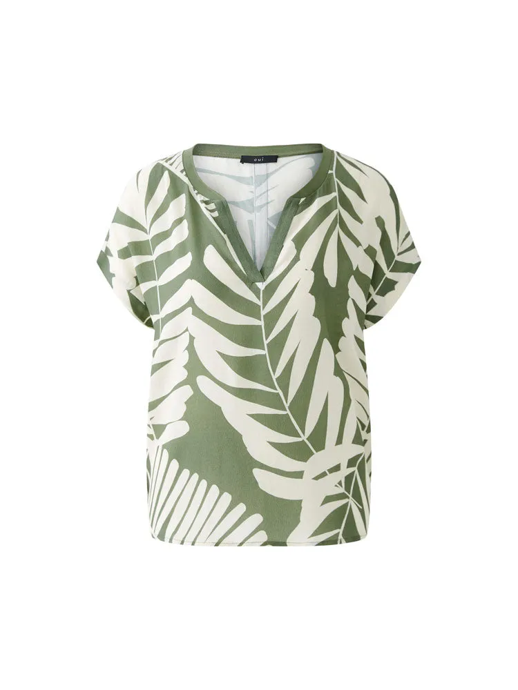 Oui Blouse Khaki & Stone