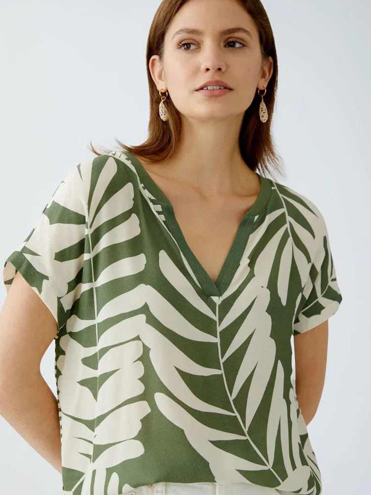 Oui Blouse Khaki & Stone