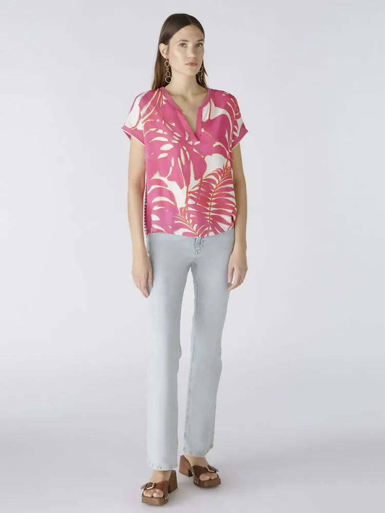 Oui Blouse Shirt Pink & White
