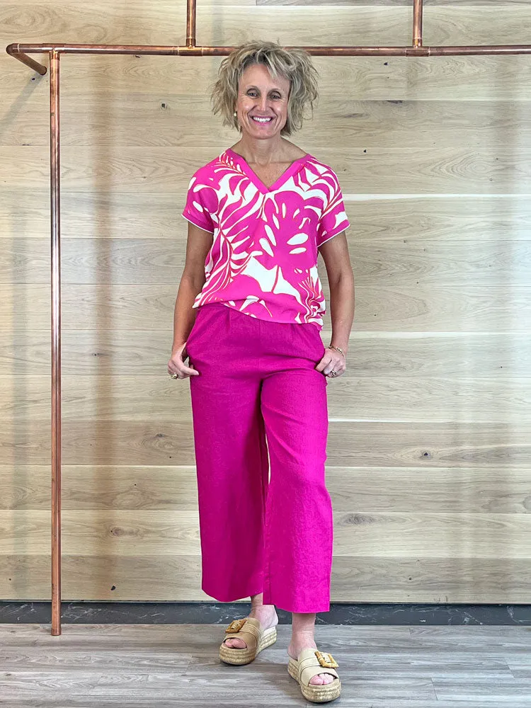 Oui Blouse Shirt Pink & White