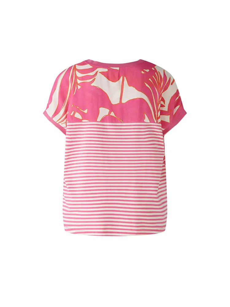 Oui Blouse Shirt Pink & White