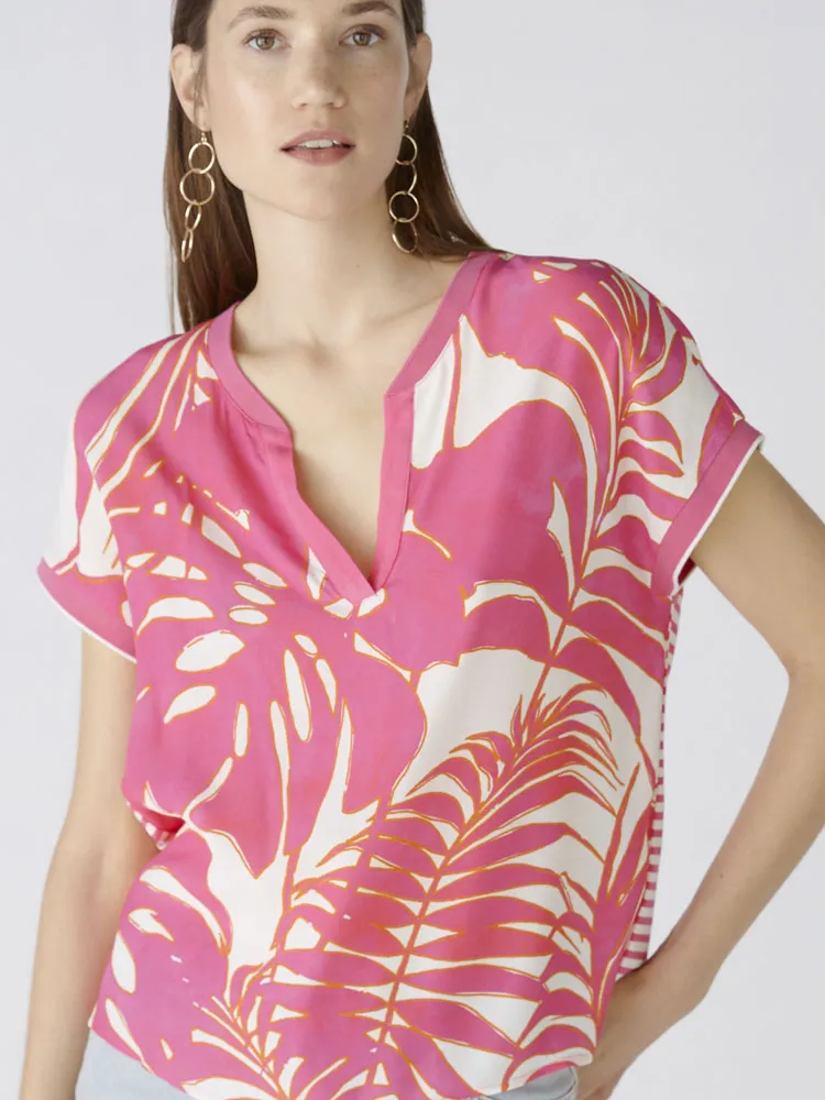 Oui Blouse Shirt Pink & White