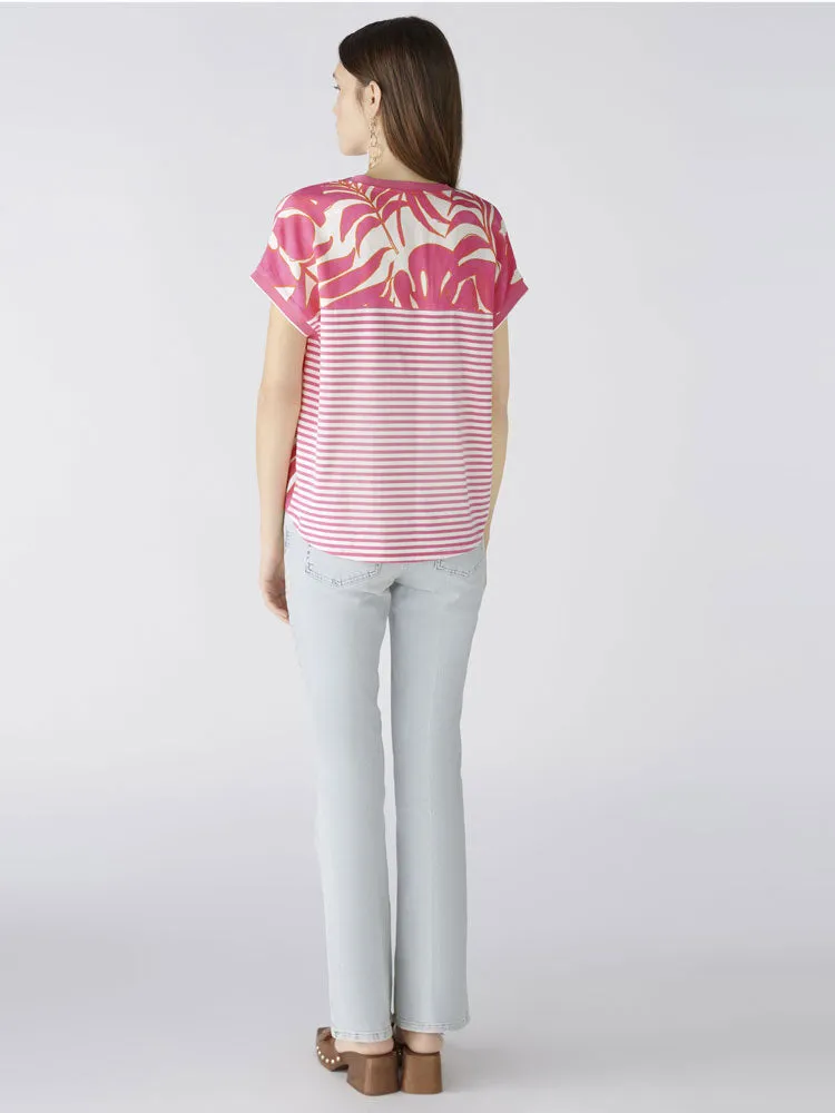 Oui Blouse Shirt Pink & White