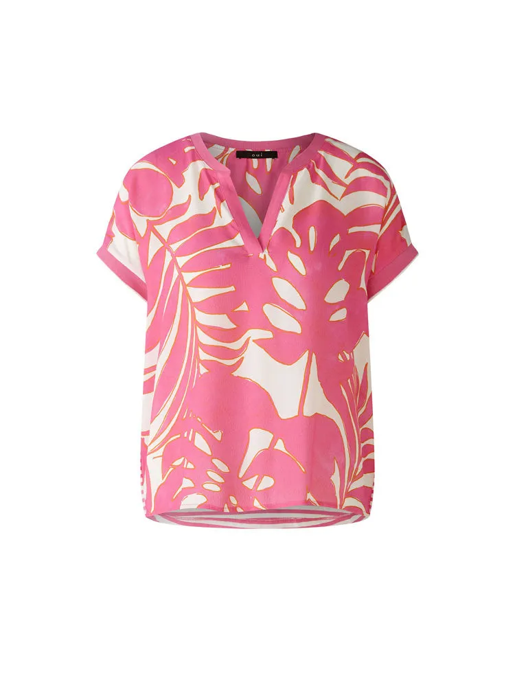 Oui Blouse Shirt Pink & White