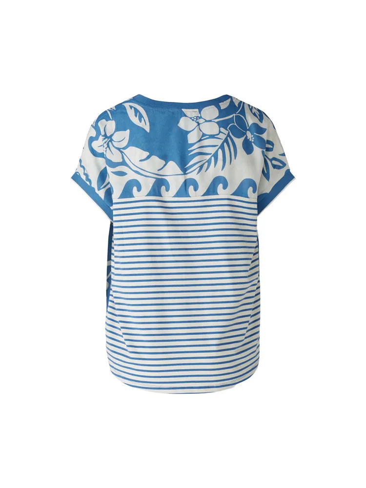 Oui Blouse White & Blue
