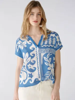 Oui Blouse White & Blue