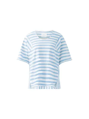 Oui Cotton Striped T-Shirt Light Blue & White