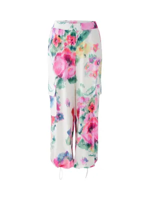 Oui Flower Patterned Trousers Pink & Green