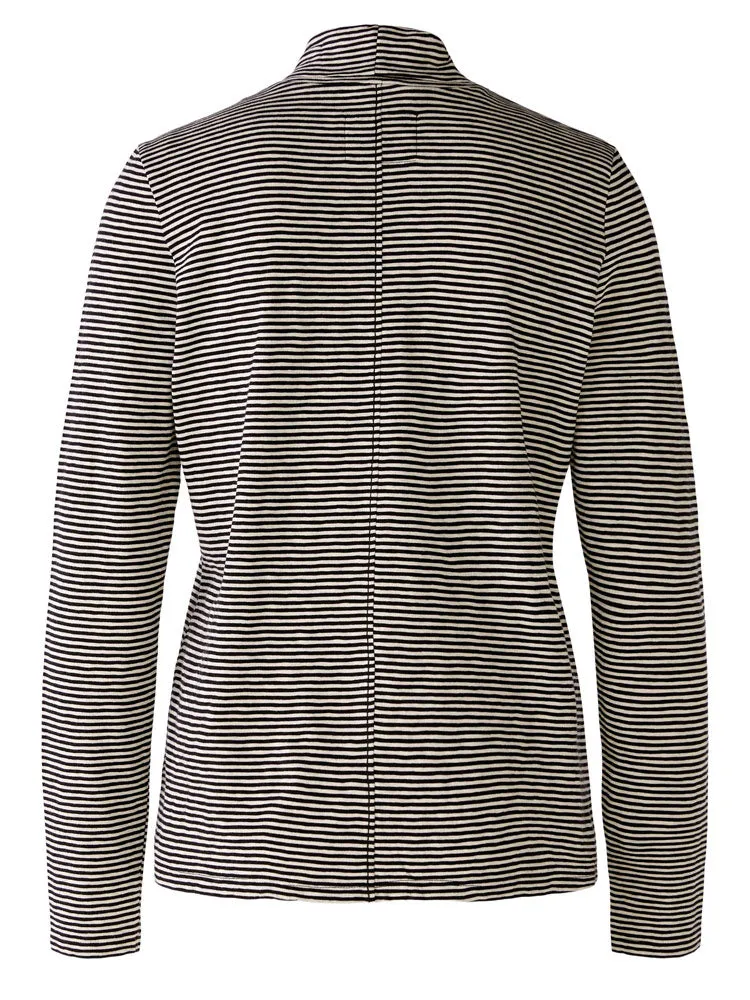 Oui Funnel Neck Striped Top Black & Off White