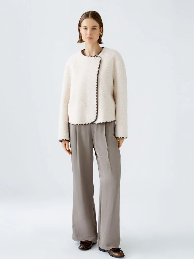 Oui Jacket Off White & Brown