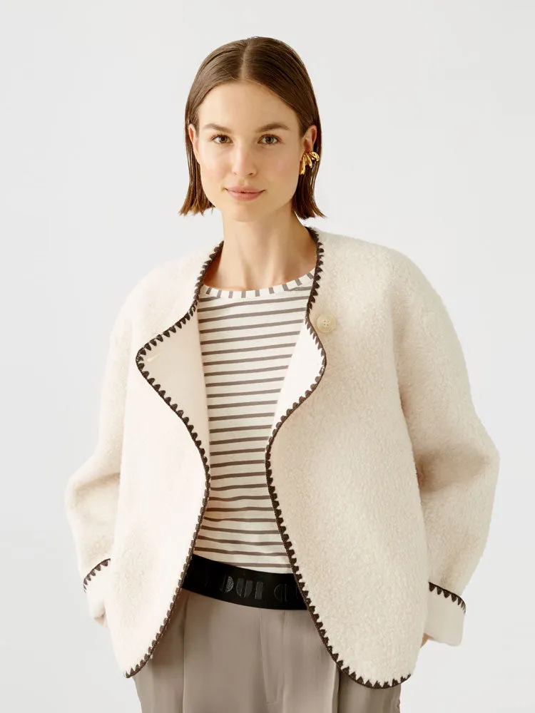 Oui Jacket Off White & Brown