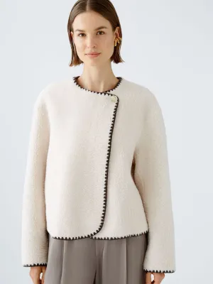 Oui Jacket Off White & Brown