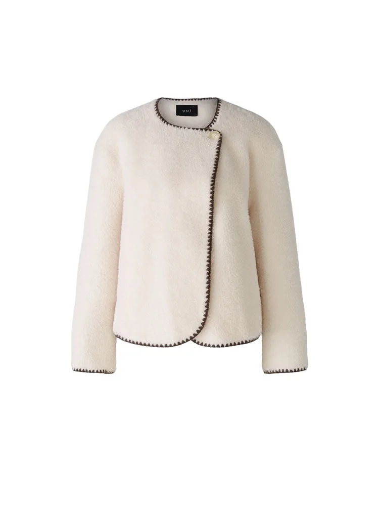 Oui Jacket Off White & Brown