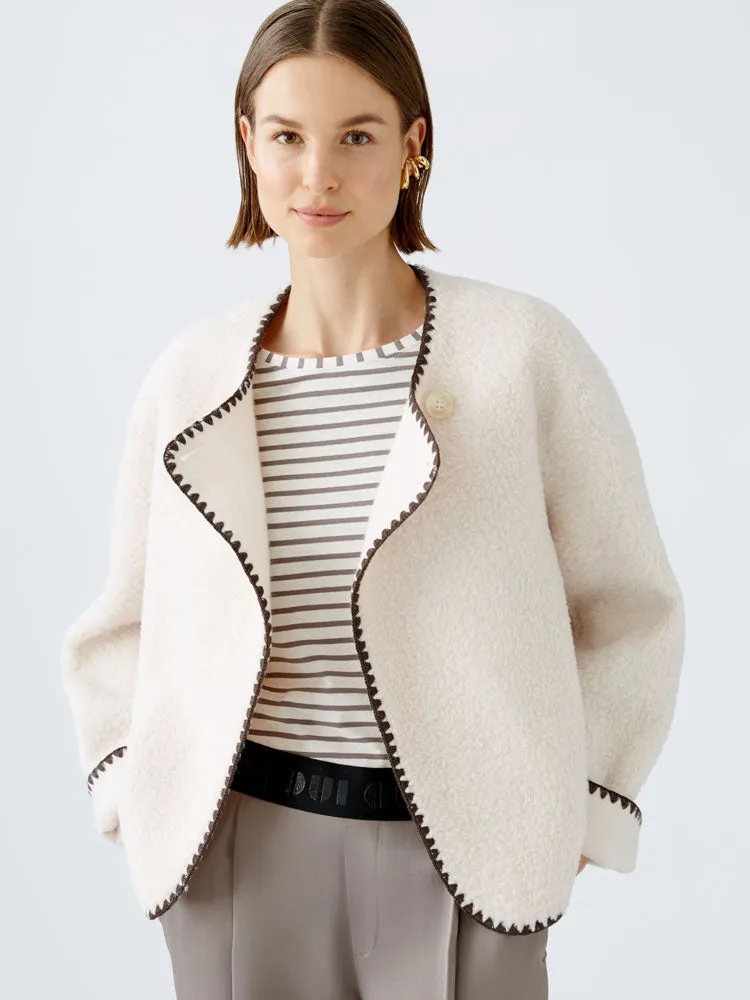 Oui Jacket Off White & Brown