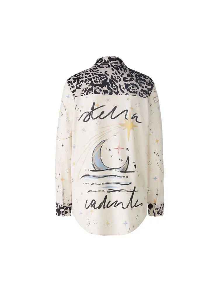 Oui Patterned Shirt Off White & Black