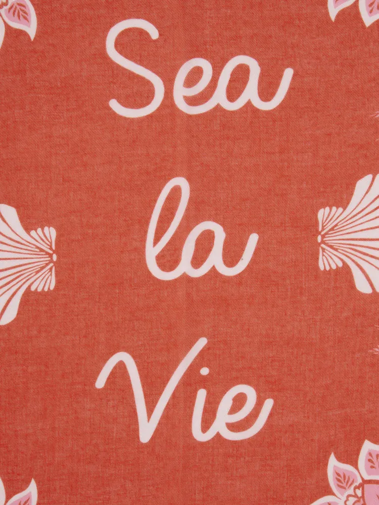 Oui Printed Scarf Red & Pink