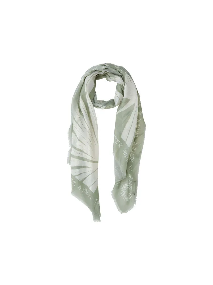 Oui Scarf Green & White