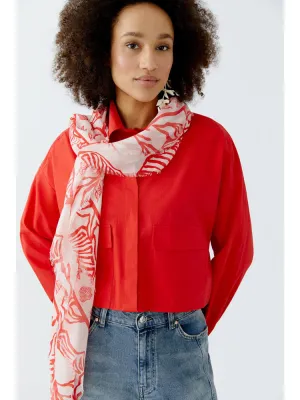 Oui Shell Print Scarf Red