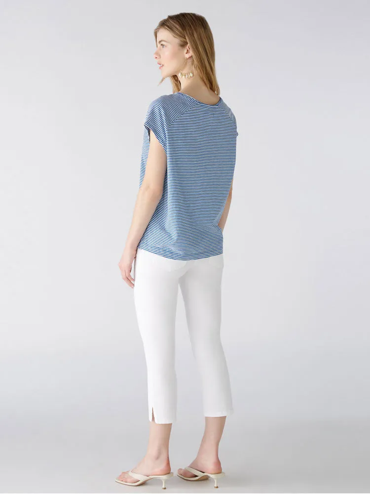 Oui Striped T-Shirt Blue & White