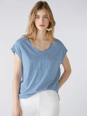 Oui Striped T-Shirt Blue & White