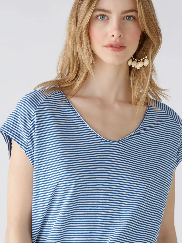 Oui Striped T-Shirt Blue & White