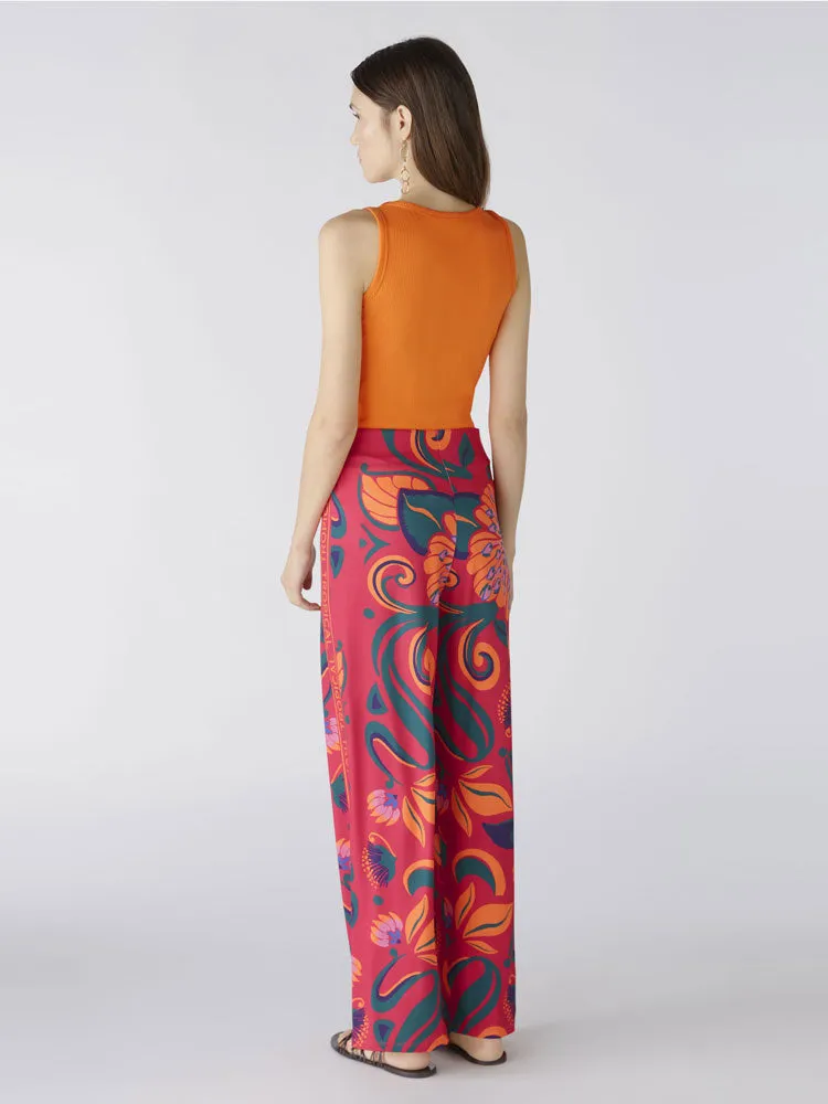 Oui Trousers Pink & Orange