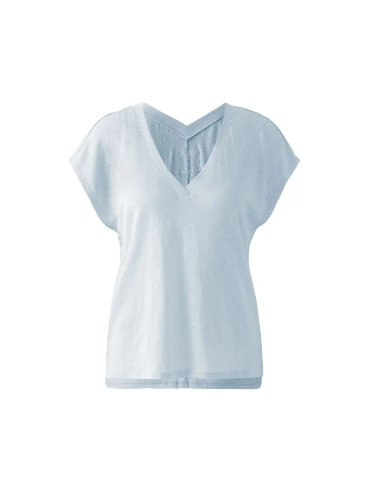 Oui V-Neck T-Shirt Powder Blue