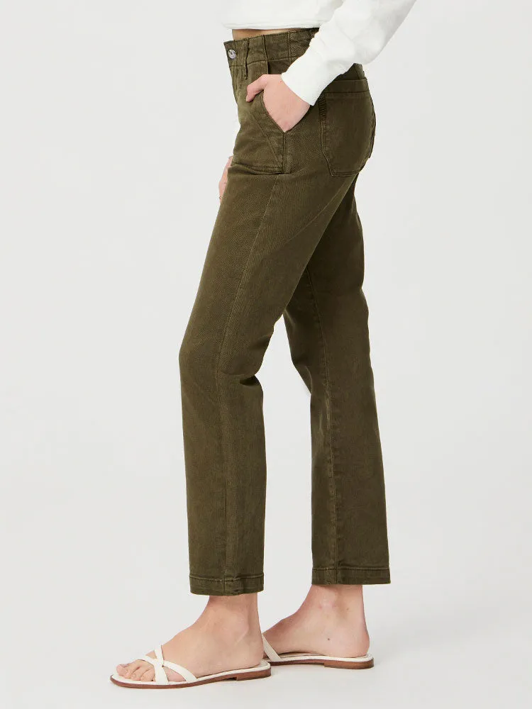 Paige Mayslie Straight Ankle Jeans Vintage Olive Meadow