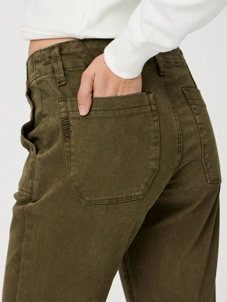 Paige Mayslie Straight Ankle Jeans Vintage Olive Meadow